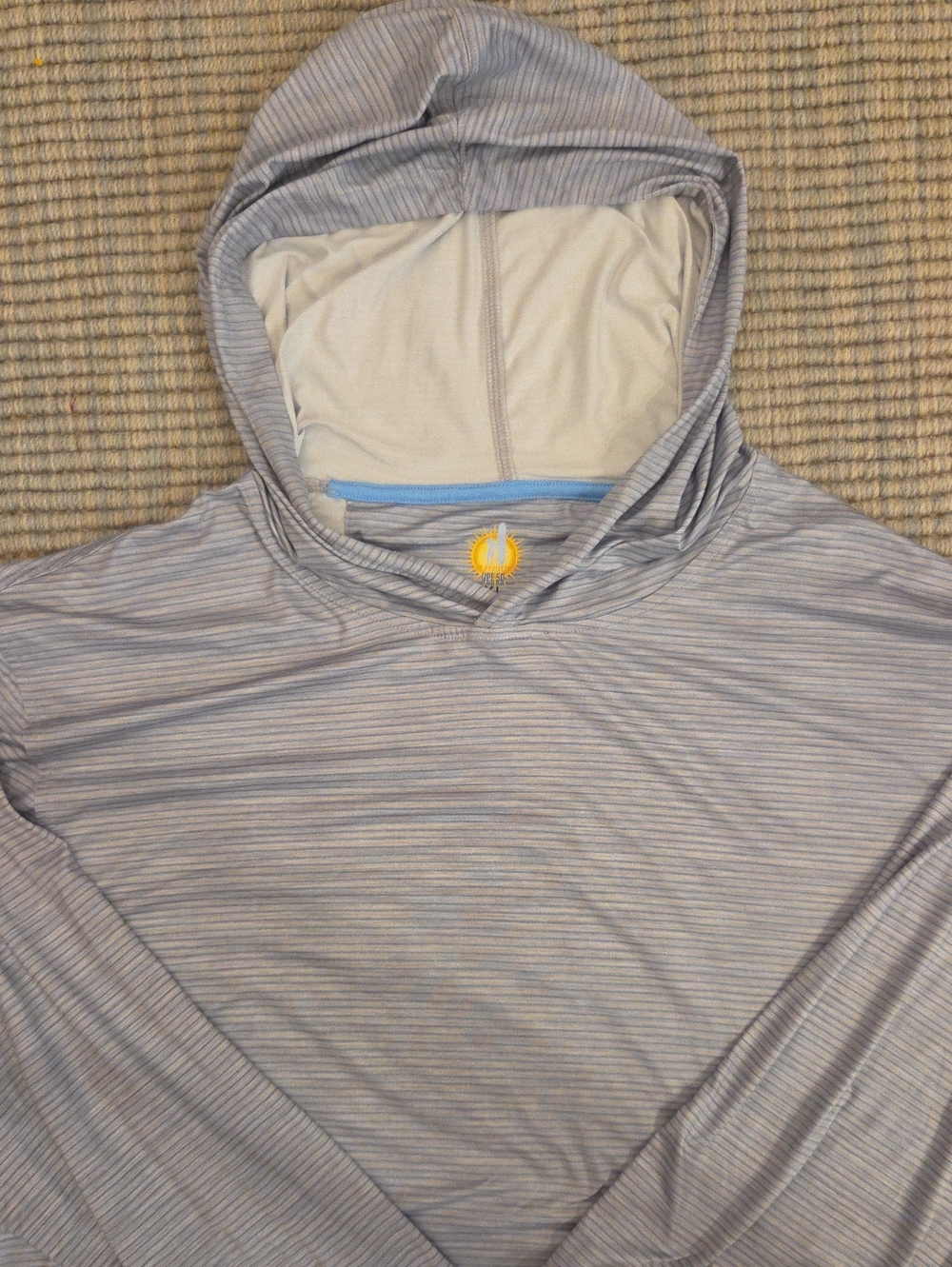 johnnie-O Leland Striped Performance Sun Hoodie Shirt XL EUC